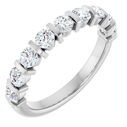 14K White Gold Round 3 Mm Polished 3/4 Ctw Lab-Grown Diamond Anniversary Band