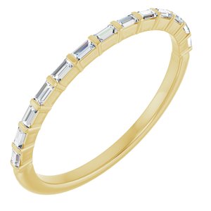 14K Yellow Gold Straight Baguette 2 X 1 Mm Polished 1/5 Ctw Natural Diamond Anniversary Band Size 7