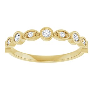 14K Yellow Gold Round 2 Mm 1/5 Ctw Lab-Grown Diamond  Anniversary Band Size 7