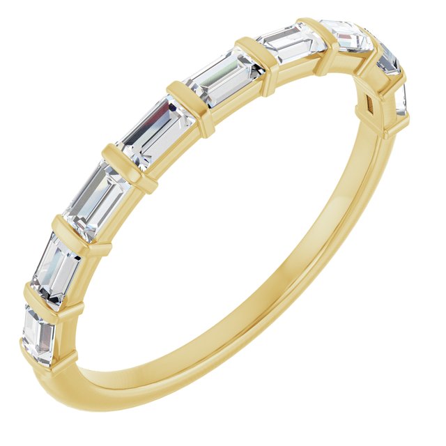 14K Yellow Gold Straight Baguette Polished Natural Diamond Anniversary Band