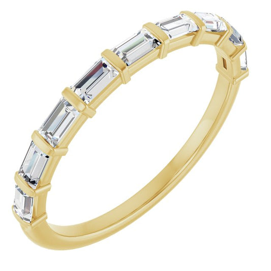 14K Yellow Gold Straight Baguette Polished Natural Diamond Anniversary Band