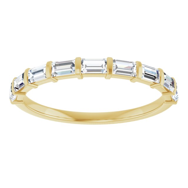14K Yellow Gold Straight Baguette Polished Natural Diamond Anniversary Band