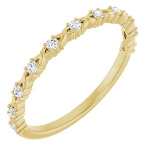 14K Yellow Gold Round 1.5 Mm Polished 1/6 Ctw Natural Diamond Anniversary Band Size 7