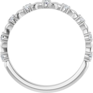 14K White Gold Round 2 Mm Polished 1/4 Ctw Lab-Grown Diamond Anniversary Band Size 7