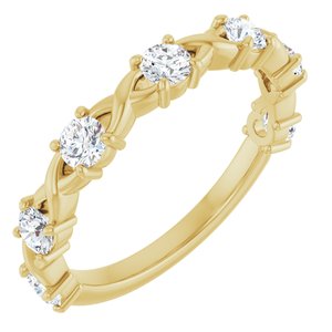 14K Yellow Gold Round 3 Mm Polished 5/8 Ctw Lab-Grown Diamond Anniversary Band Size 7