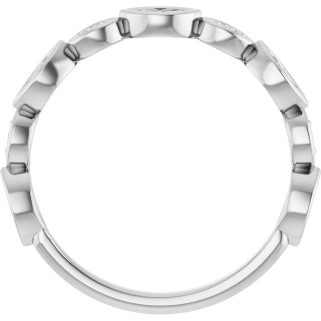 14K White Gold Marquise 4 X 2 Mm Polished 3/8 Ctw Lab-Grown Diamond Anniversary Band, Size 7