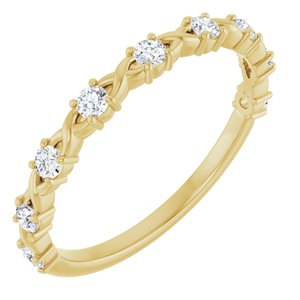 14K Yellow Gold Round 2 Mm Polished 1/4 Ctw Natural Diamond Anniversary Band Size 7