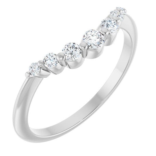 14K White Or Yellow Gold Round 2.5 Mm Polished 1/5 Ctw Natural Diamond Contour Band, Size 7