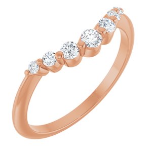 14K Rose Gold Natural Diamond Round 2.5 Mm Natural Diamond Polished 1/5 Ctw Natural Diamond Contour Band Size 7