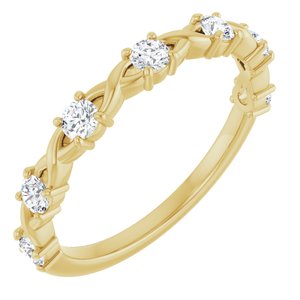 14K Yellow Gold Round 2.5 Mm Polished 3/8 Ctw Lab-Grown Diamond Anniversary Band Size 7