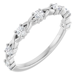 14K White Gold Round 2.5 Mm Polished 3/8 Ctw Lab-Grown Diamond Anniversary Band Size 7