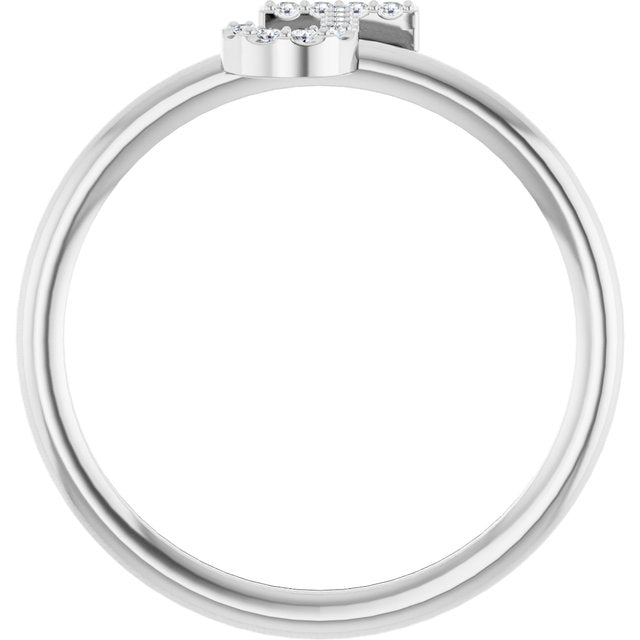 14K Yellow Or White Or Rose Gold Round I1, G-H Polished Natural Diamond Intial A Ring, Size 7