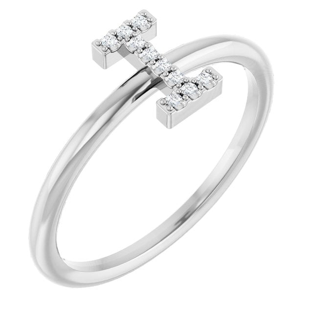 14K Yellow Or White Or Rose Gold Round I1, G-H Polished Natural Diamond Intial A Ring, Size 7