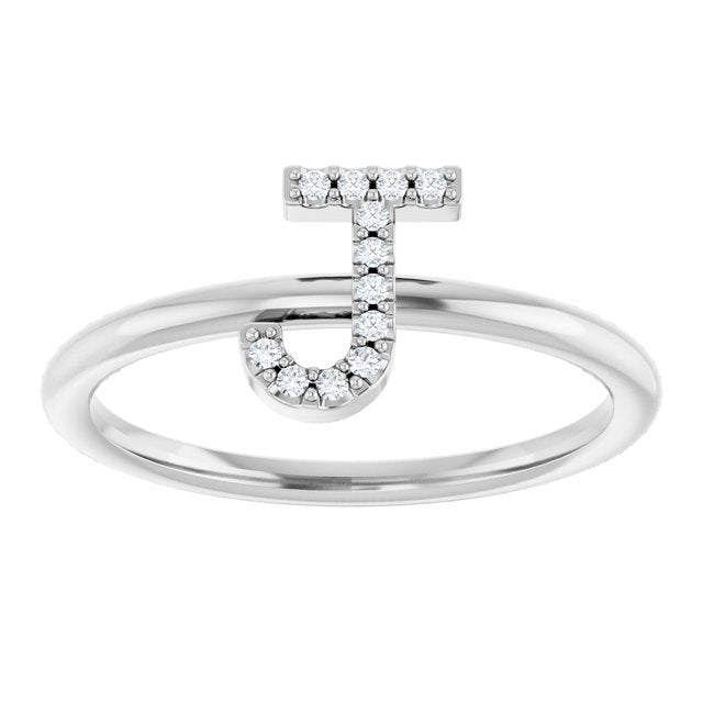 14K Yellow Or White Or Rose Gold Round I1, G-H Polished Natural Diamond Intial A Ring, Size 7