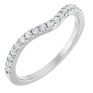 14K White Gold Round 1.4 Mm Polished 1/5 Ctw Natural Diamond French-Set Matching Band Size 7