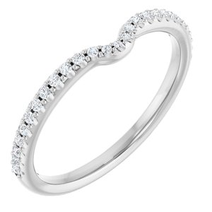 14K White Gold Round Polished 1/8 Ctw Natural Diamond Band Size 7