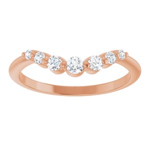 14K Rose Gold Natural Diamond Round 2.5 Mm Natural Diamond Polished 1/5 Ctw Natural Diamond Contour Band Size 7