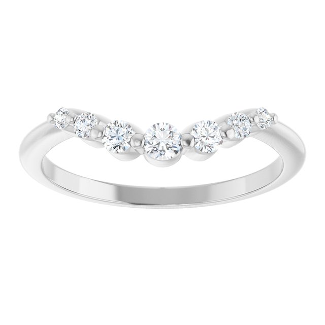14K White Or Yellow Gold Round 2.5 Mm Polished 1/5 Ctw Natural Diamond Contour Band, Size 7