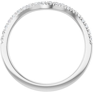 14K White Gold Round 1.4 Mm Polished 1/5 Ctw Natural Diamond French-Set Matching Band Size 7