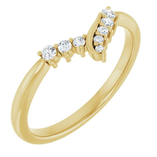 14K Yellow Gold Round 1.2 Mm Polished 1/8 Ctw Lab-Grown Diamond Contour Band, Size 7