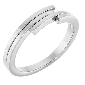 14K White Gold Polished Geometric Ring Size 7