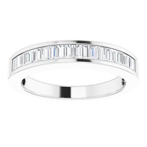14K White Gold Straight Baguette 2.4 X 1.2 Mm G-H Si2 1/2 Ctw Natural Diamond Anniversary Band Size 8