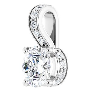 14K White Gold Round 4.8Mm Gh Si1-Si2 1/2 Ctw Lab-Grown Diamond Pendant