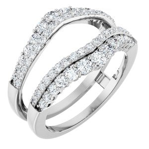14K White Gold Round 2.4 Mm F+ Vs 1 Ctw Lab-Grown Diamond Double Row Ring Guard Size 7