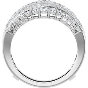 14K White Gold Round 2.4 Mm F+ Vs 1 Ctw Lab-Grown Diamond Double Row Ring Guard Size 7