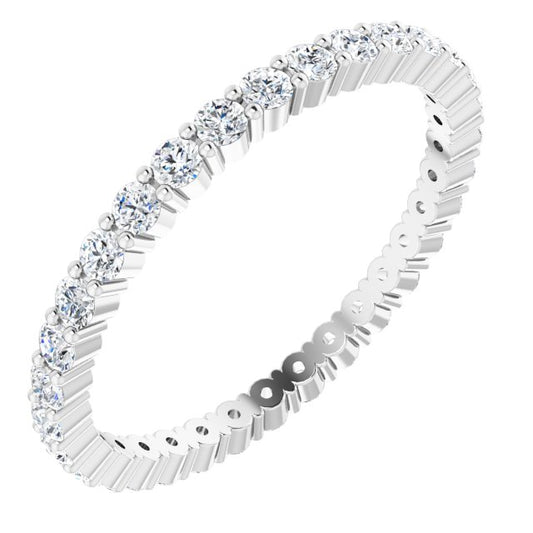 14K White Gold Round 1.5 Mm Si2-Si3, G-H Polished 1/2 Ctw Natural Diamond Eternity Band, Size 8.5