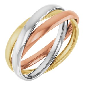 14K White/Yellow/Rose Gold 3-Band Rolling Ring Size 6