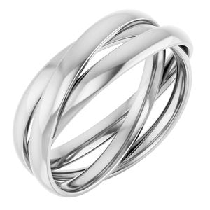 14K Yellow Or White Or Rose Gold Three-Piece Rolling Band