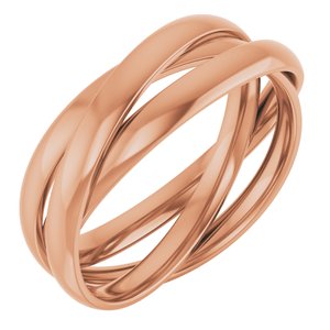 14K Rose Gold 3-Band Rolling Ring Size 6