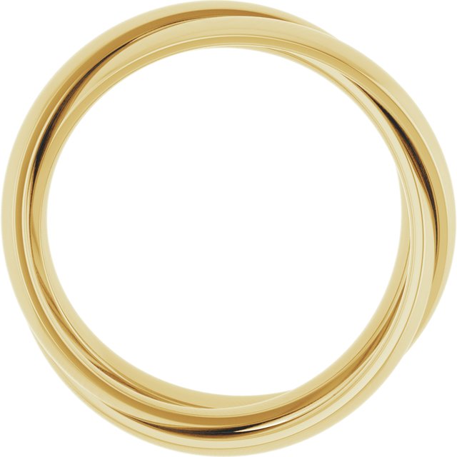 14K Yellow Gold Gold Polished Tri-Color 3-Band Rolling Standard-Fit Band, Size 4