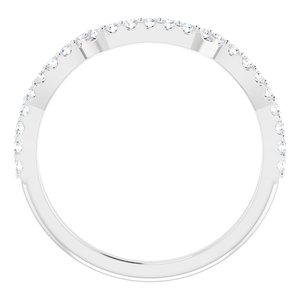 14K White Gold Round 1.3 Mm Polished 1/5 Ctw Natural Diamond Matching Band Size 7