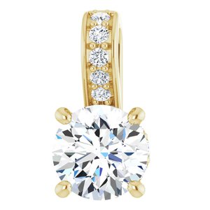 14K Yellow Gold Round 4.8Mm Gh Si1-Si2 1/2 Ctw Lab-Grown Diamond Pendant