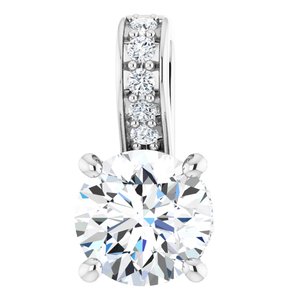 14K White Gold Round 4.8Mm Gh Si1-Si2 1/2 Ctw Lab-Grown Diamond Pendant