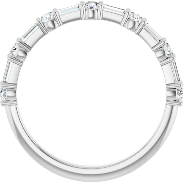 14K Yellow Or White Gold Or Platinum Straight Baguette Polished Natural Diamond Anniversary Band, Size 7