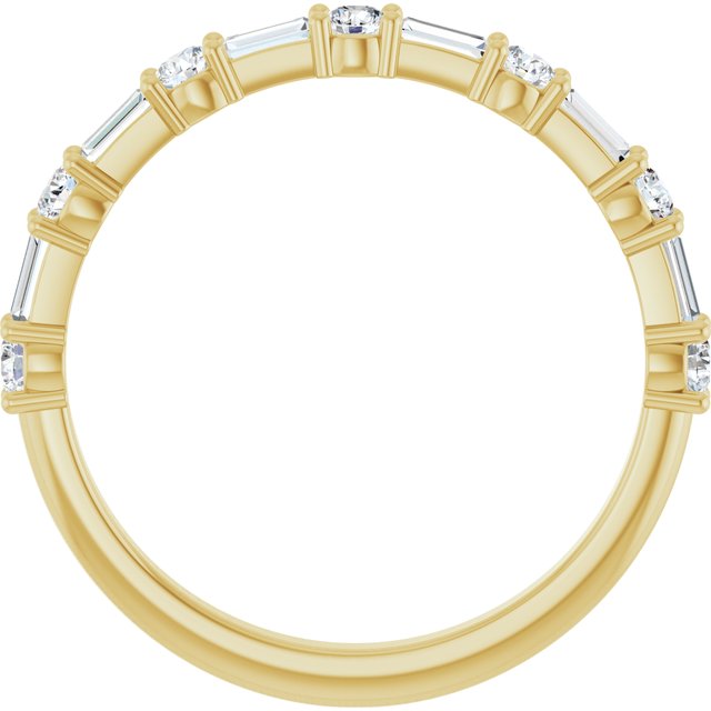 14K Yellow Or White Gold Or Platinum Straight Baguette Polished Natural Diamond Anniversary Band, Size 7