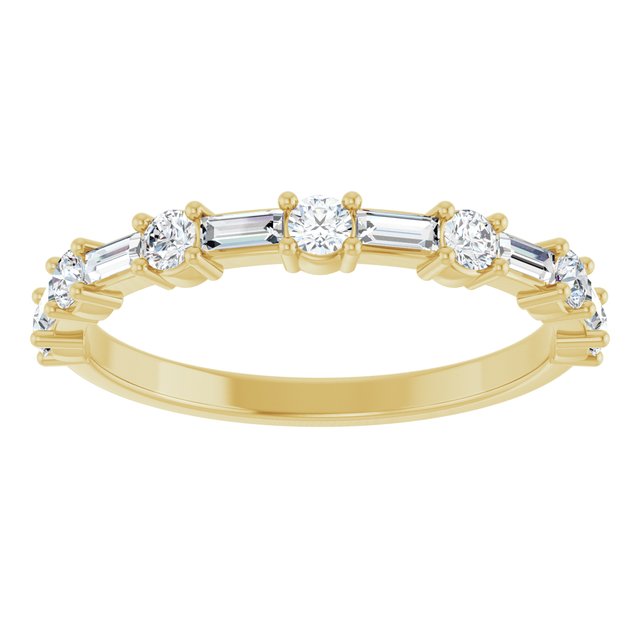 14K Yellow Or White Gold Or Platinum Straight Baguette Polished Natural Diamond Anniversary Band, Size 7