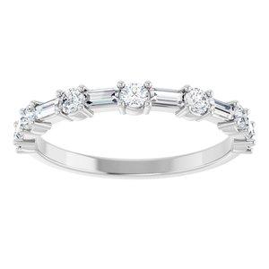 14K White Gold Straight Baguette 3 X 1.25 Mm Polished 1/2 Ctw Lab-Grown Diamond Anniversary Band Size 7