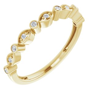 14K Yellow Gold Round Polished 1/8 Ctw Natural Diamond Stackable Anniversary Band Size 4.5