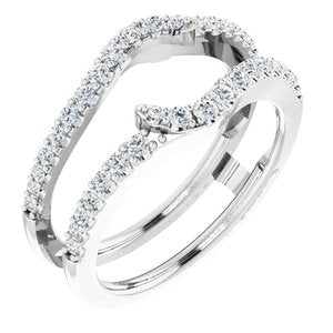 14K White Gold Round Polished 1/2 Ctw Natural Diamond Ring Guard Size 7