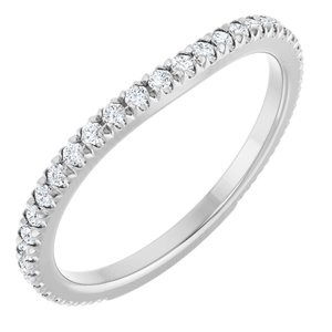 14K White Gold Natural Diamond Round 1.3 Mm Polished 1/3 Ctw Daimond French-Set Matching Band Size 7