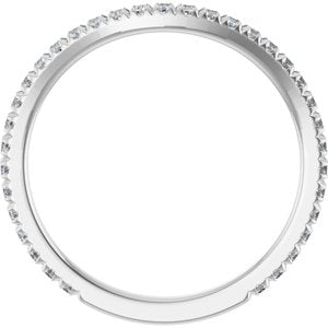 14K White Gold Natural Diamond Round 1.3 Mm Polished 1/3 Ctw Daimond French-Set Matching Band Size 7
