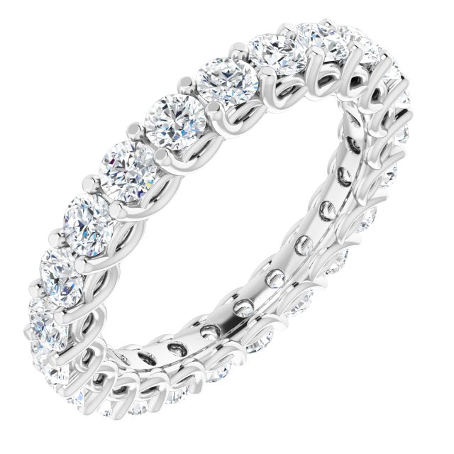 14K Yellow Or White Gold Or Platinum Round Si2-Si3, G-H Polished Natural Diamond Eternity Band