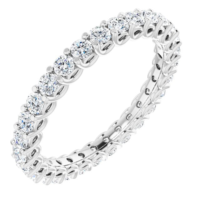 14K Yellow Or White Gold Or Platinum Round Si2-Si3, G-H Polished Natural Diamond Eternity Band