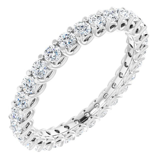 14K Yellow Or White Gold Or Platinum Round Si2-Si3, G-H Polished Natural Diamond Eternity Band