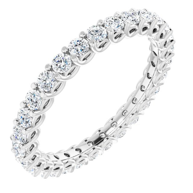 14K Yellow Or White Gold Or Platinum Round Si2-Si3, G-H Polished Natural Diamond Eternity Band