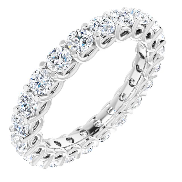 14K Yellow Or White Gold Or Platinum Round Si2-Si3, G-H Polished Natural Diamond Eternity Band